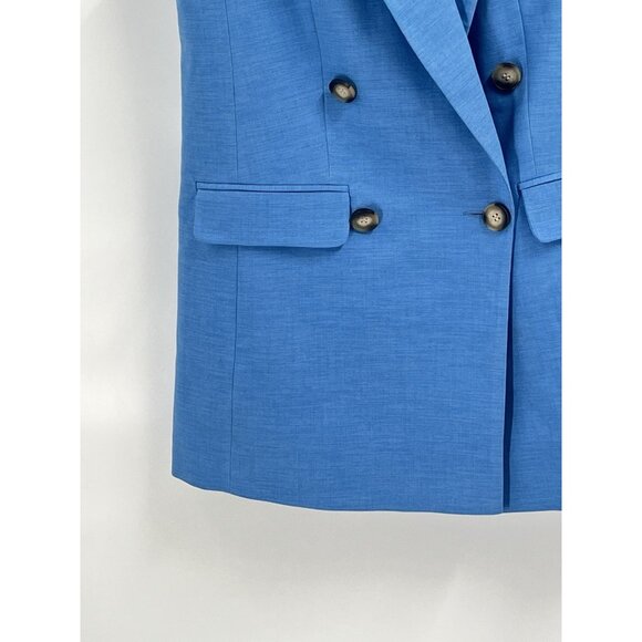 TopShop Long Line Double Breasted Blue Vest Sz S 4 NWT Minimalist Capsule Office - Picture 3 of 7